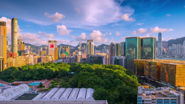 4k timelapse day to night scene of Hongkong Central Bussines Center, Hongkong