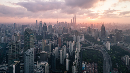 Aerial View of Shanghai city in the morning