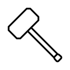 Hammer or mallet for mauling line art vector icon for apps and websites