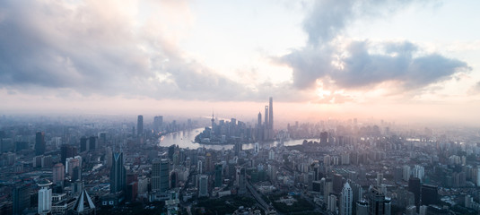 Aerial View of Shanghai city in the morning