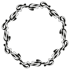 Black and white candy cane wreath silhouette