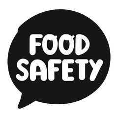 Food safety. Vector badge, icon illustration on white background.