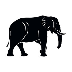 Big elephant silhouette black. Vector illustration