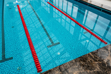 In center one platform for start and lane of swimming pool