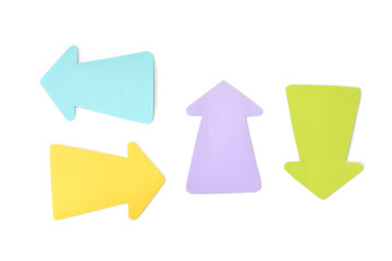 Blank arrow sign paper cut on white background - isolated