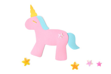 Unicorn paper cut on white background - isolated © niradj