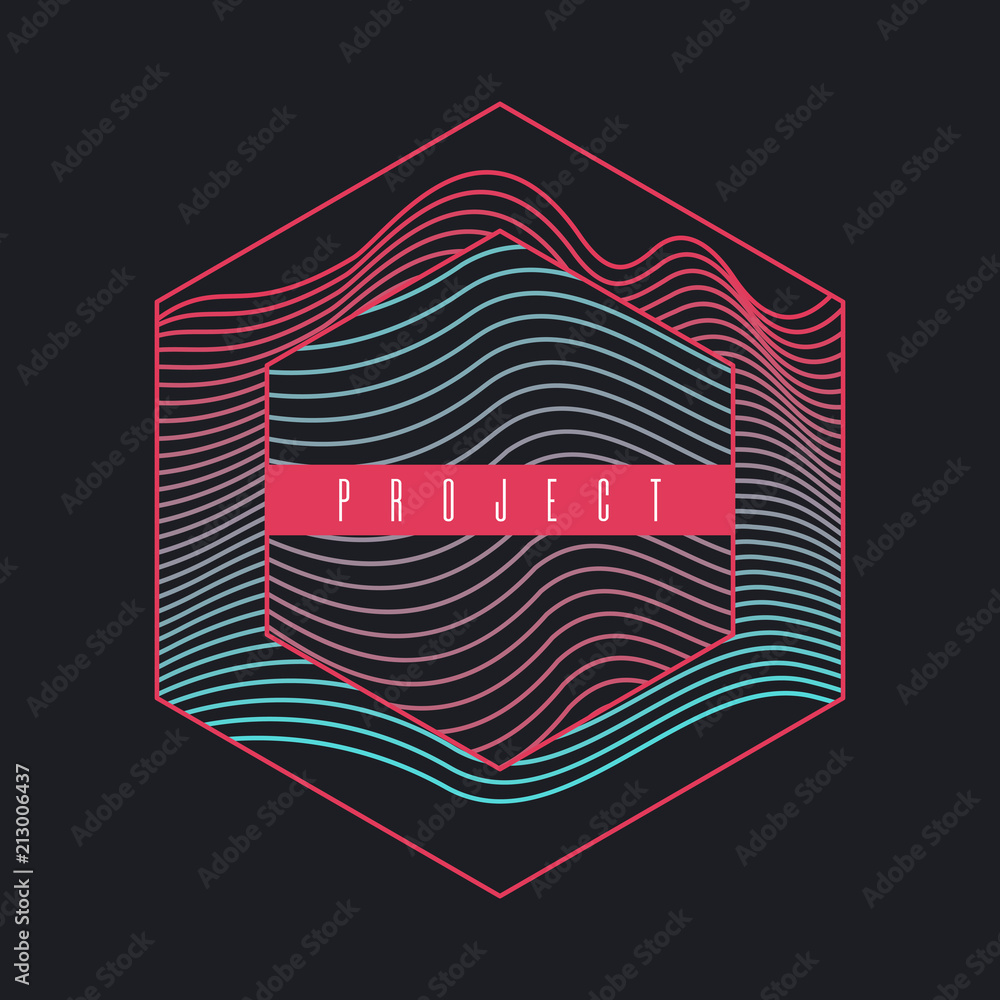 Poster vector abstract background with dynamic waves.