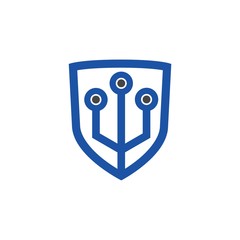 Tech shield security logo, simple icon