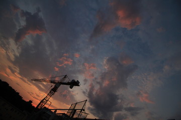 Obraz premium Abendhimmel über Berlin-Steglitz