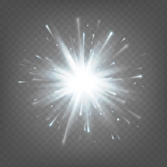 Stock vector illustration white explosion isolated on white background. Sparks. EPS 10