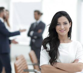 closeup. Executive woman in the office