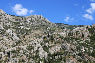 Fototapeta na wymiar Saint John old fortress at the top of the mountain Kotor Montenegro