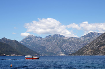 sea and mountains landscape Bay of Kotor Montenegro summer season