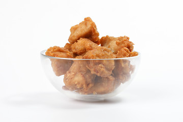 Deep Fried Chicken Wings Drumstick Nuggets Popcorns on white background