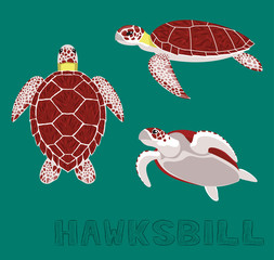 Naklejka premium Ilustracja wektorowa kreskówka szylkretowy żółw morski