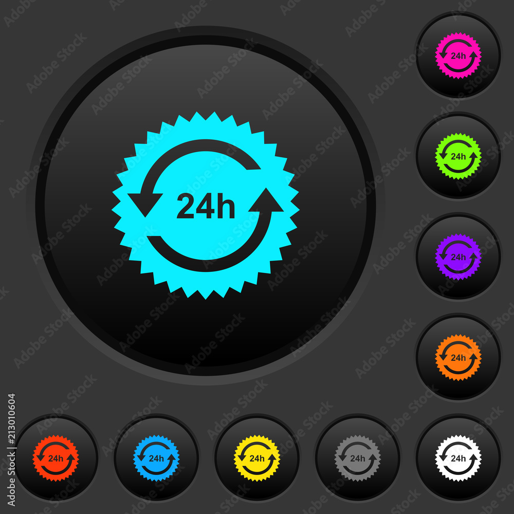Poster 24h sticker with arrows dark push buttons with color icons