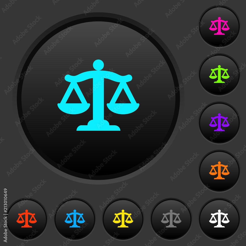 Poster scale of law dark push buttons with color icons