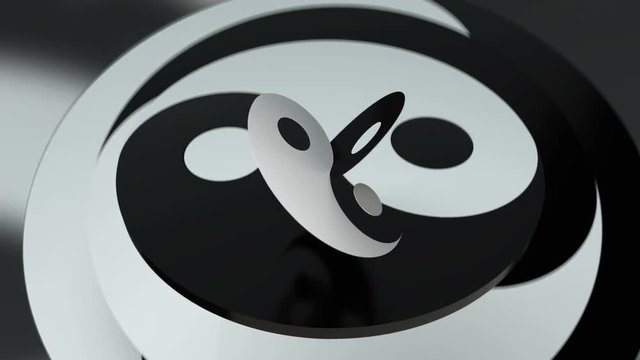 4k (4096x2304) cyclic rotation of the yin yang symbol