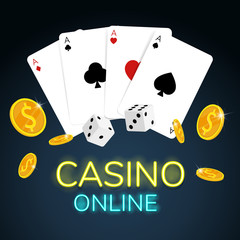 casino online card & dice coins vector