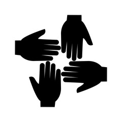 Icono plano cuatro manos en color negro