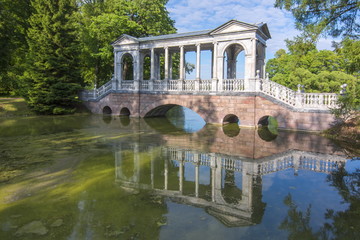 Marble bridge in Catherine park, Tsarskoe Selo, Saint Petersburg, Russia