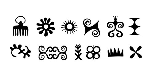 African symbols, trybal icons, hieroglyph, ancient characters