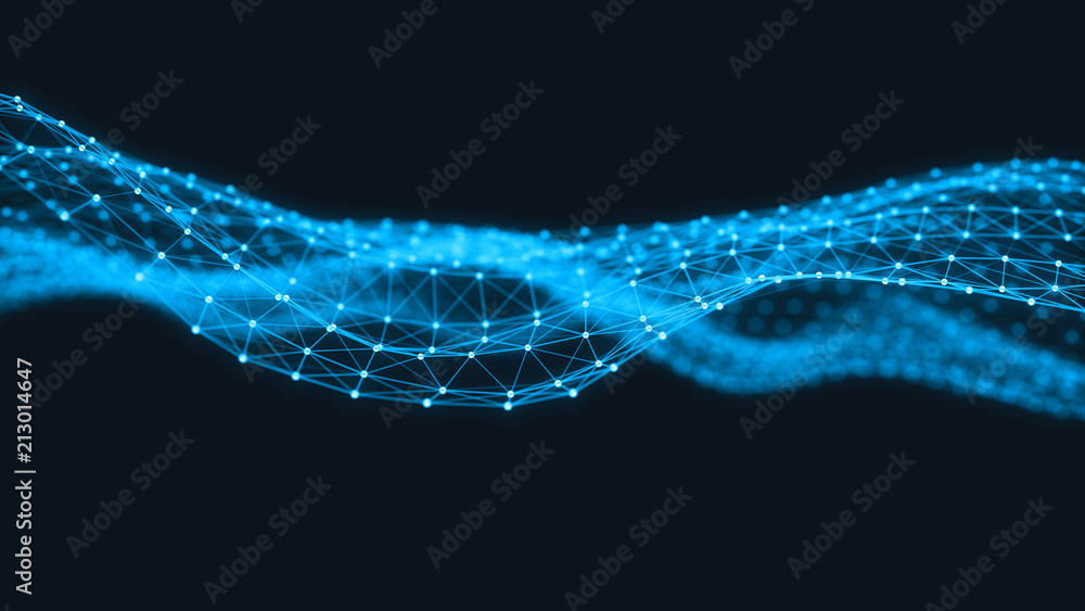 Poster abstract 3d technology futuristic geometrical and science neon background. plexus digital wallpaper.