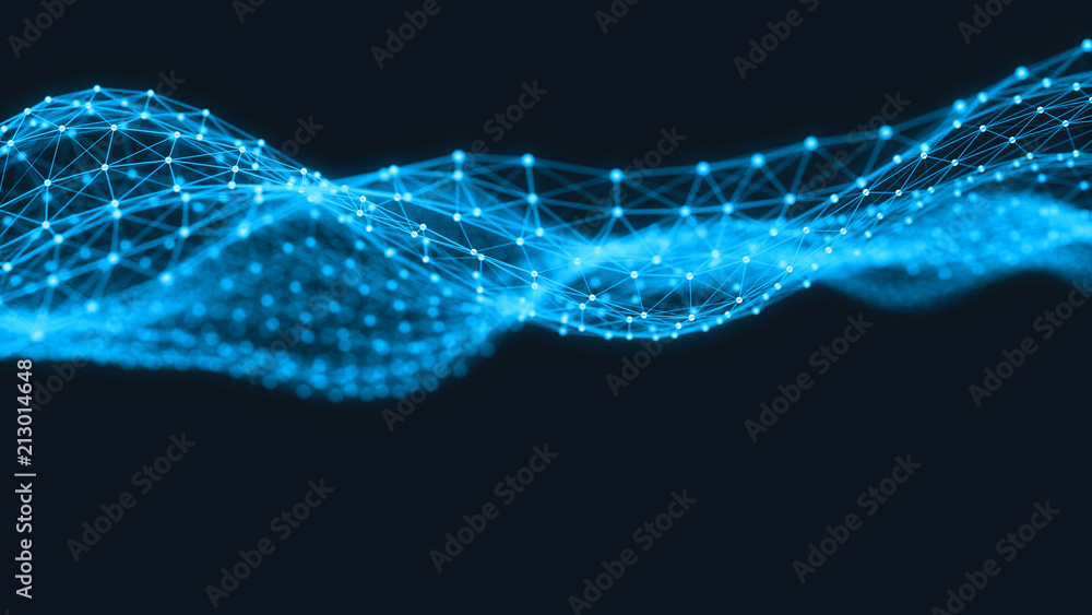 Poster abstract 3d technology futuristic geometrical and science neon background. plexus digital wallpaper.