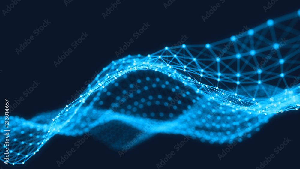 Poster abstract 3d technology futuristic geometrical and science neon background. plexus digital wallpaper.