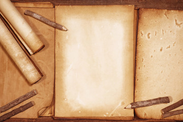 old paper texture and pencil for background