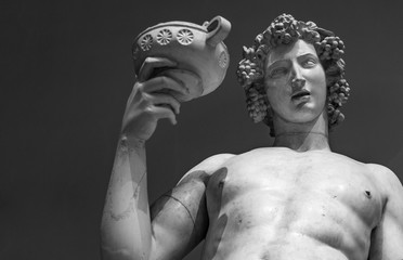 Dionysus Bacchus Wine statue portrait - obrazy, fototapety, plakaty