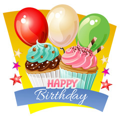 happy birthday balloon sweet muffin