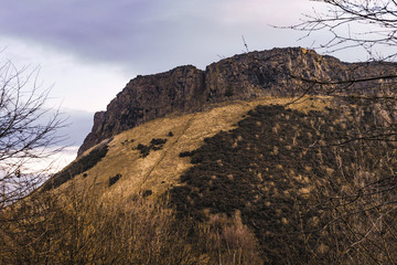 Arthur Seat Edinburgh At Dawn On Purple Sky