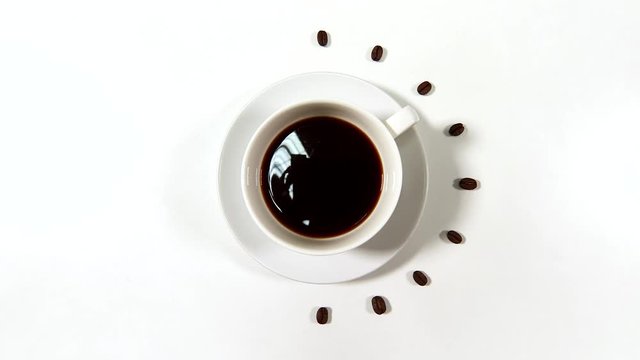 Cup of black coffee on white background