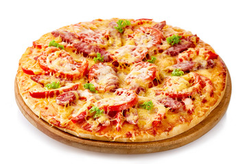 Classic pizza Margarita isolated on white background