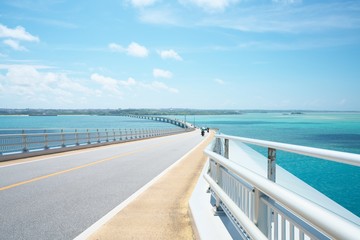 Okinawa,Japan-July 7, 2018: The longest toll-free bridge in Japan connecting Irabu island and Miyako island