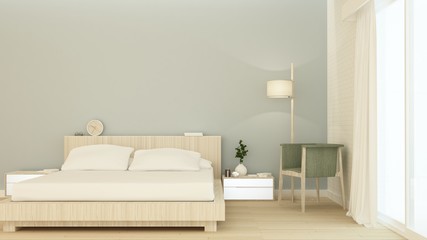 Bedroom interior space furniture 3d rendering and background wall decoration minimal style