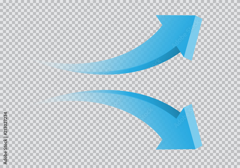 Aufkleber blue twin arrow 3d curve direction gradient transparent on checkered background sign symbol vector i
