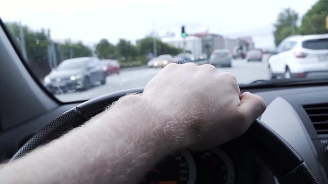 POV of driving. Footage in slow motion.