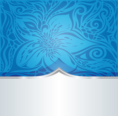 Floral Wallpaper Background decorative mandala design in dark Blue trendy fashion design with copy space