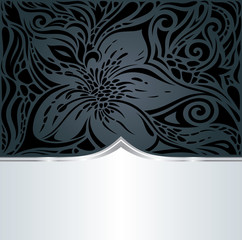 Decorative black & silver floral luxury wallpaper background with trendy fashion design