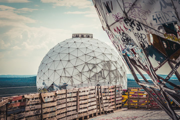 Radome at abandoned NSA field station on Teufelsberg in Berlin