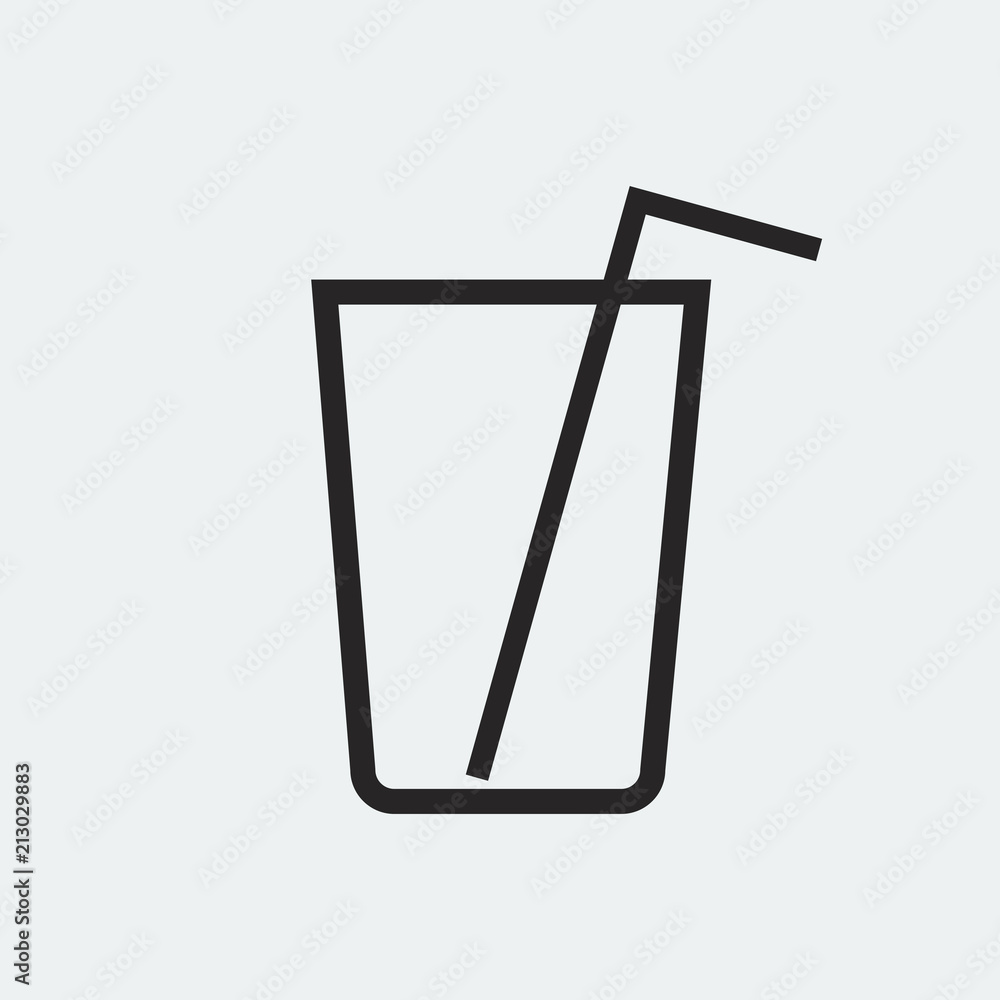 Sticker Empty glass with a straw illustration