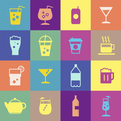 Refreshing drinks icons collection illustration