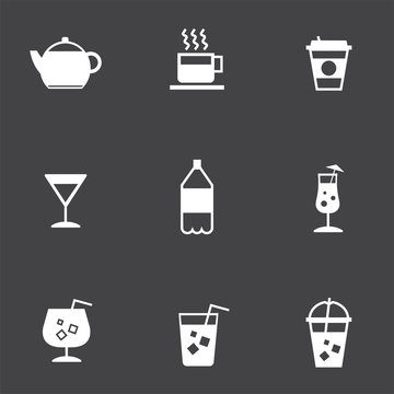 Refreshing drinks icons collection illustration