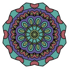 Mandala Style Vector Shapes. Decorative Cicle ornament. Floral design. Color illustration