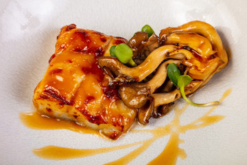 Halibut with mushroom