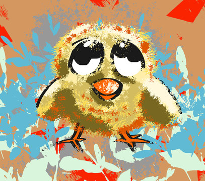 Schattig kuiken poster vector