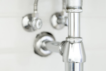Water pipe under sink on White background