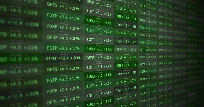 Futuristic Increasing Stock Market Ticker in a good economy